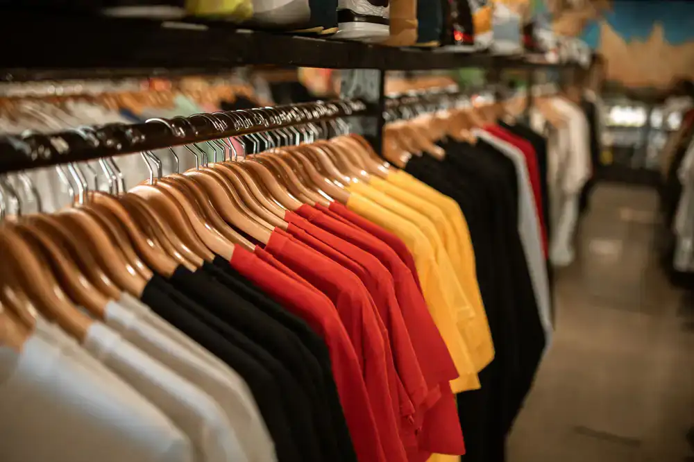 Freshly cleaned garments hanging neatly on a rack